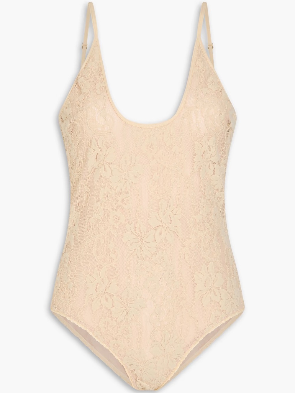 Zimmermann Neutral Blush Stretch Lace Adjustable Strap Bodysuit